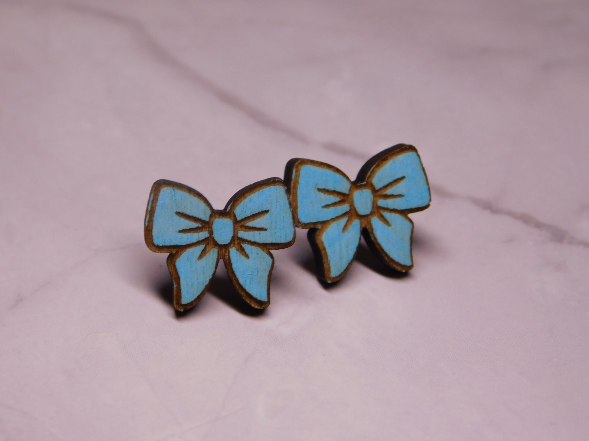 Mini Bow Laser-Cut Stud Earrings-Rogue Magnolia Custom Designs