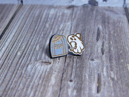 Ghost Headstone Stud Earrings-Rogue Magnolia Custom Designs