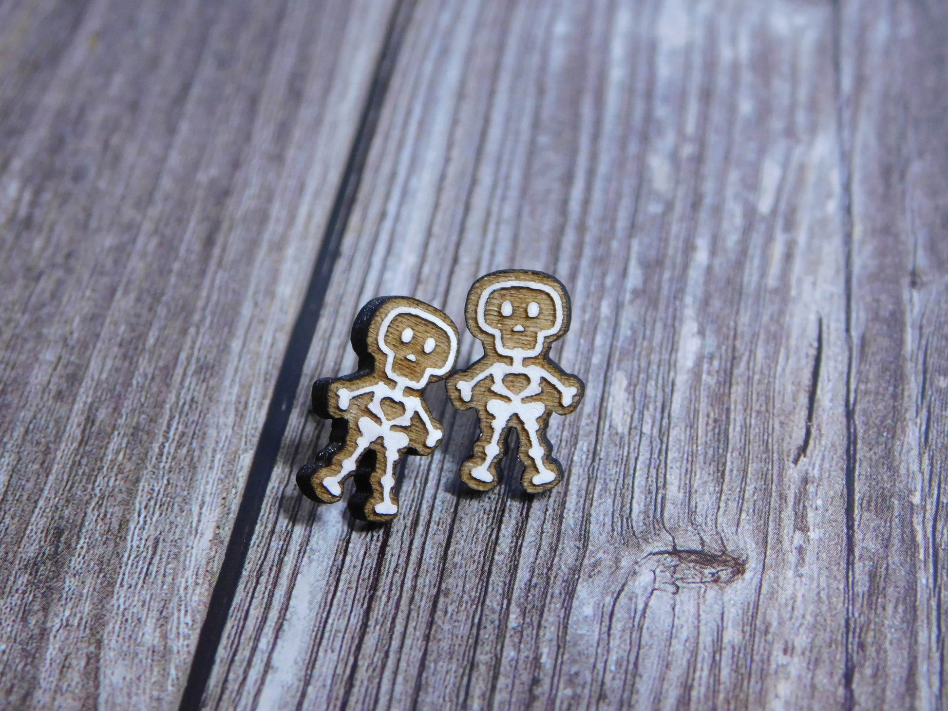 Skeleton Stud Earrings-Rogue Magnolia Custom Designs