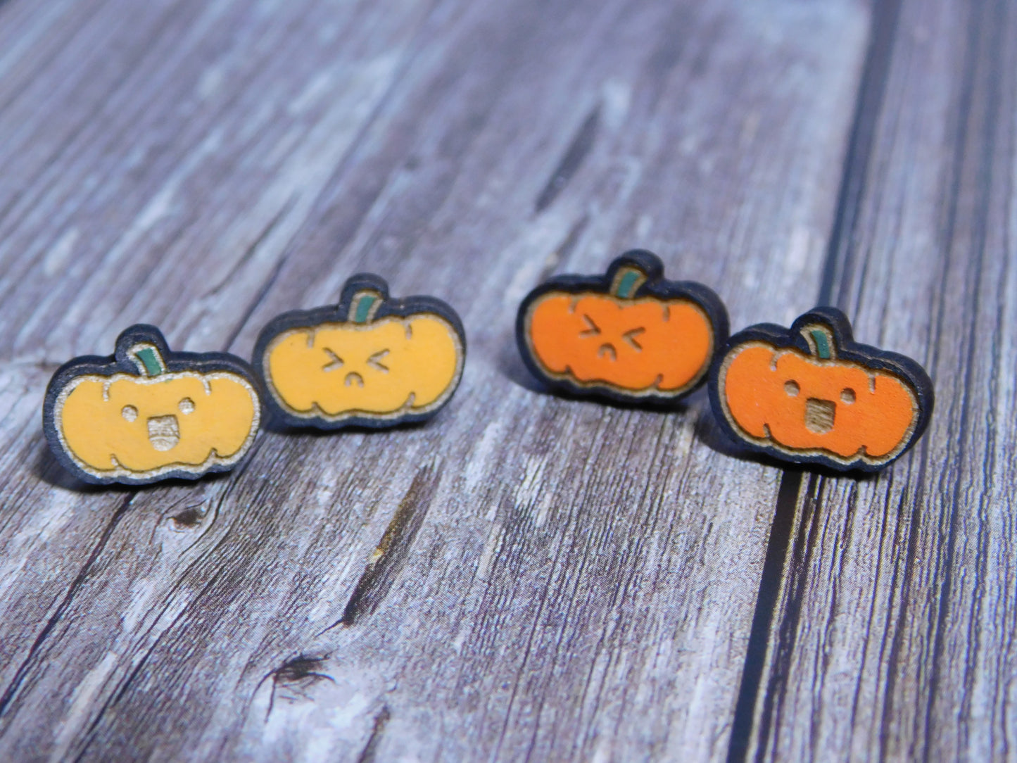 Jack o' Lantern Pumpkin Stud Earrings-Rogue Magnolia Custom Designs