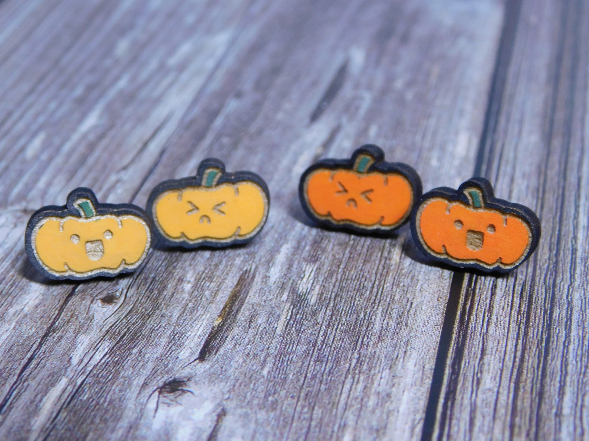 Jack o' Lantern Pumpkin Stud Earrings-Rogue Magnolia Custom Designs