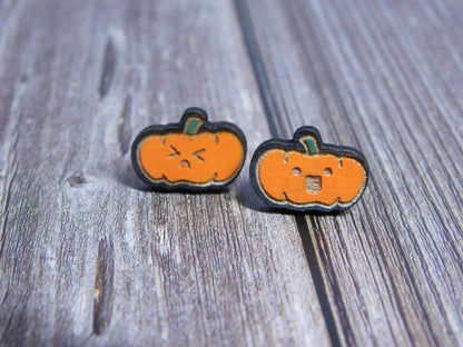 Jack o' Lantern Pumpkin Stud Earrings-Rogue Magnolia Custom Designs
