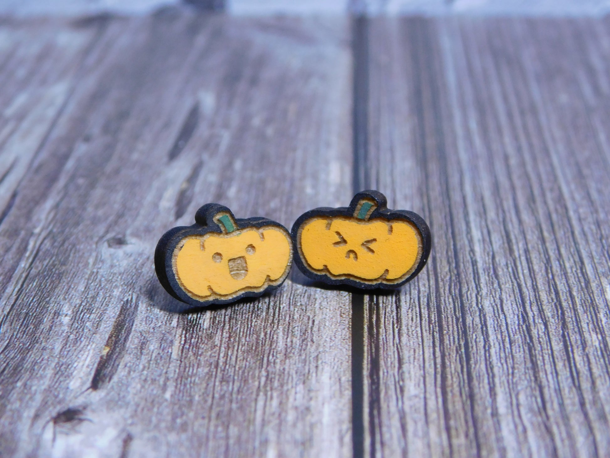 Jack o' Lantern Pumpkin Stud Earrings-Rogue Magnolia Custom Designs