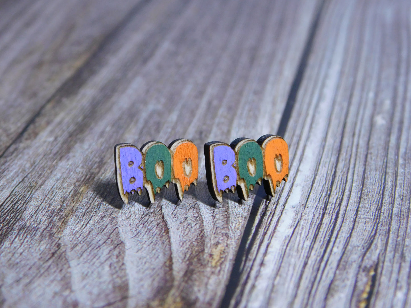 BOO Stud Earrings-Rogue Magnolia Custom Designs