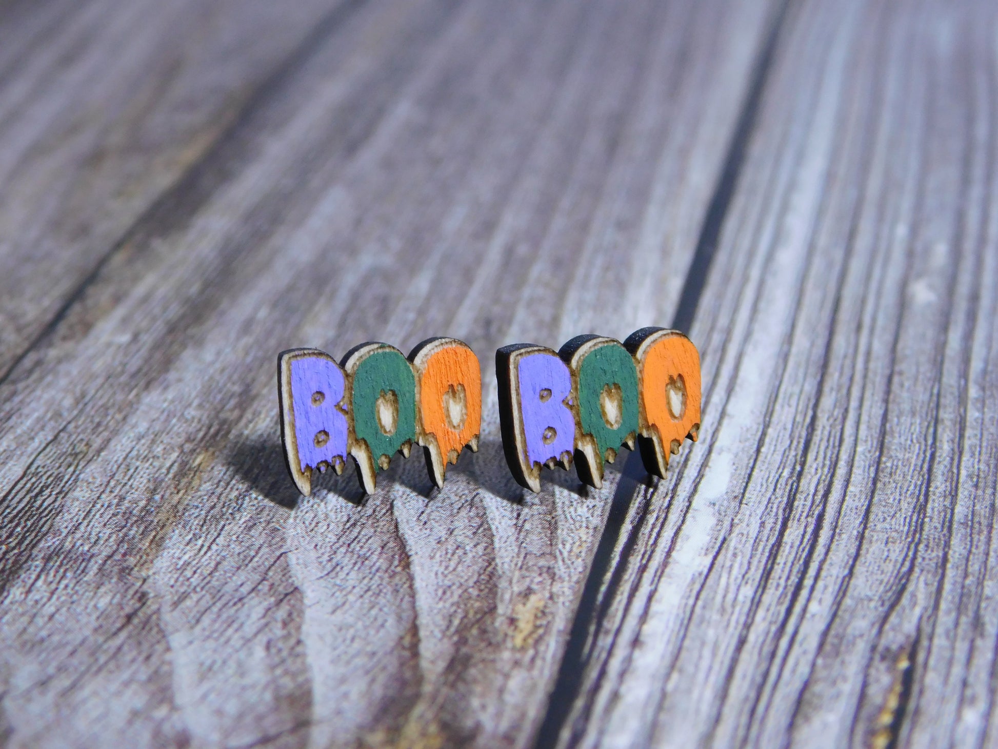 BOO Stud Earrings-Rogue Magnolia Custom Designs