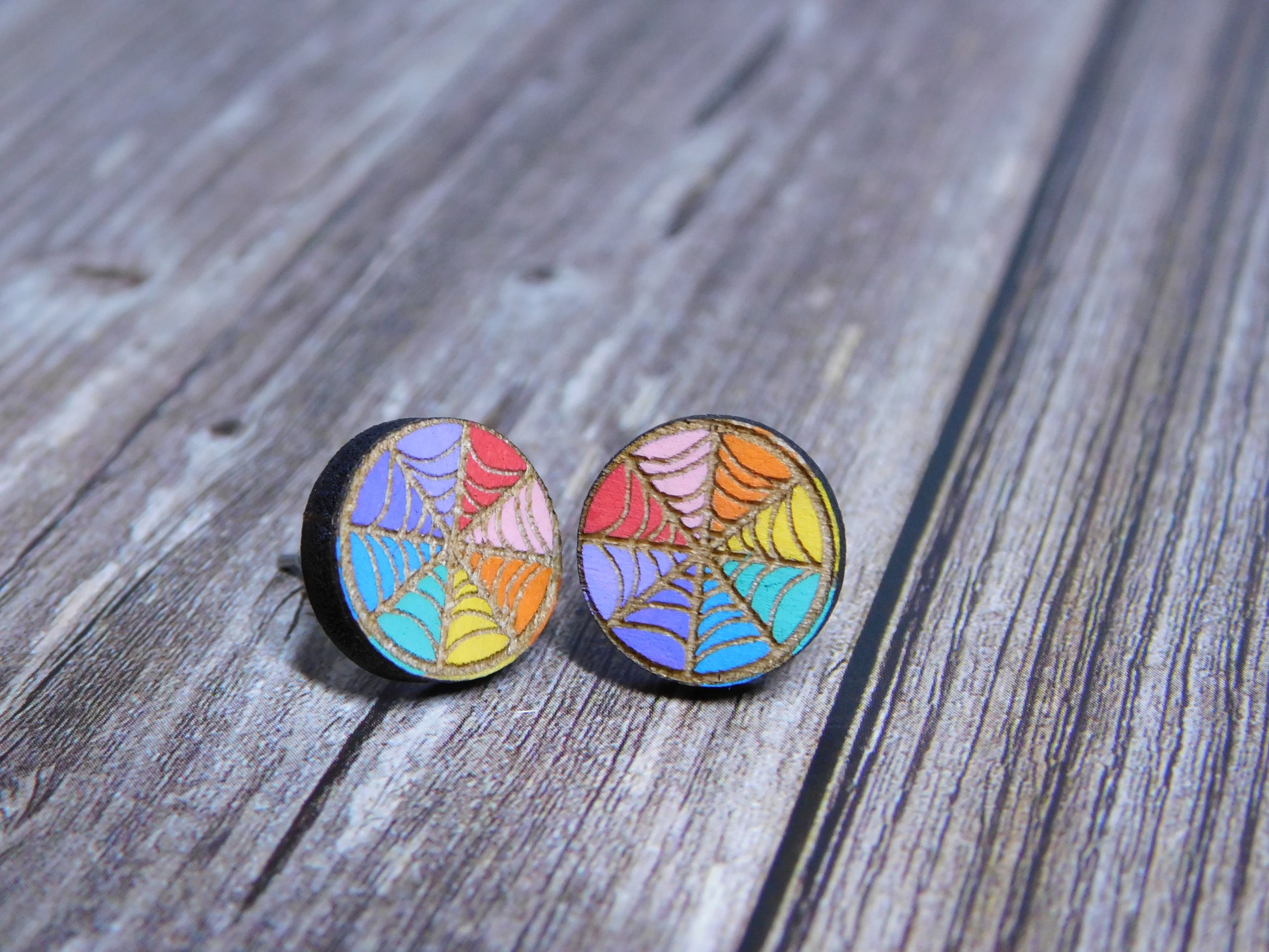 Stained Glass Stud Earrings-Rogue Magnolia Custom Designs