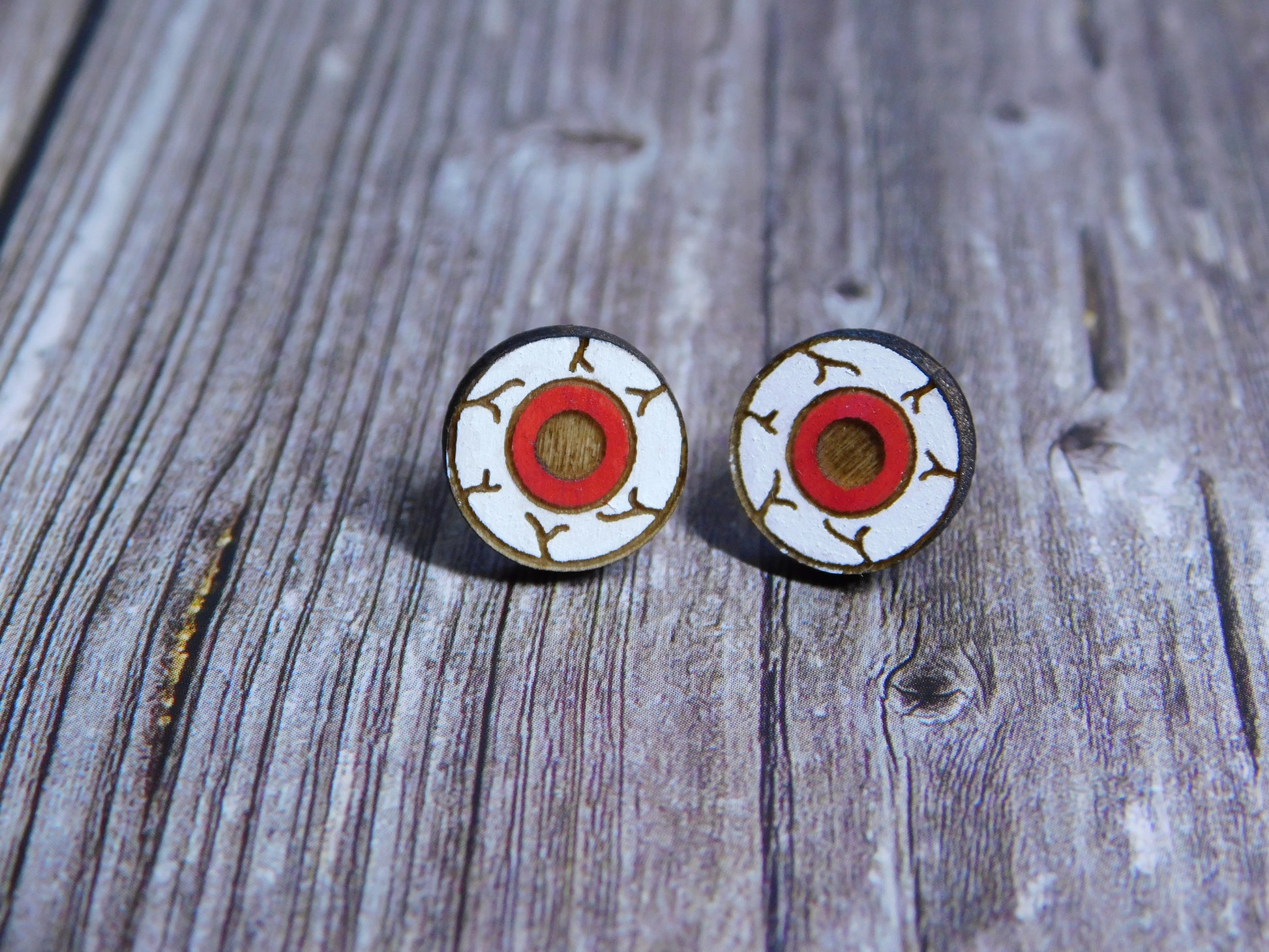Creepy Eyeball Stud Earrings-Rogue Magnolia Custom Designs