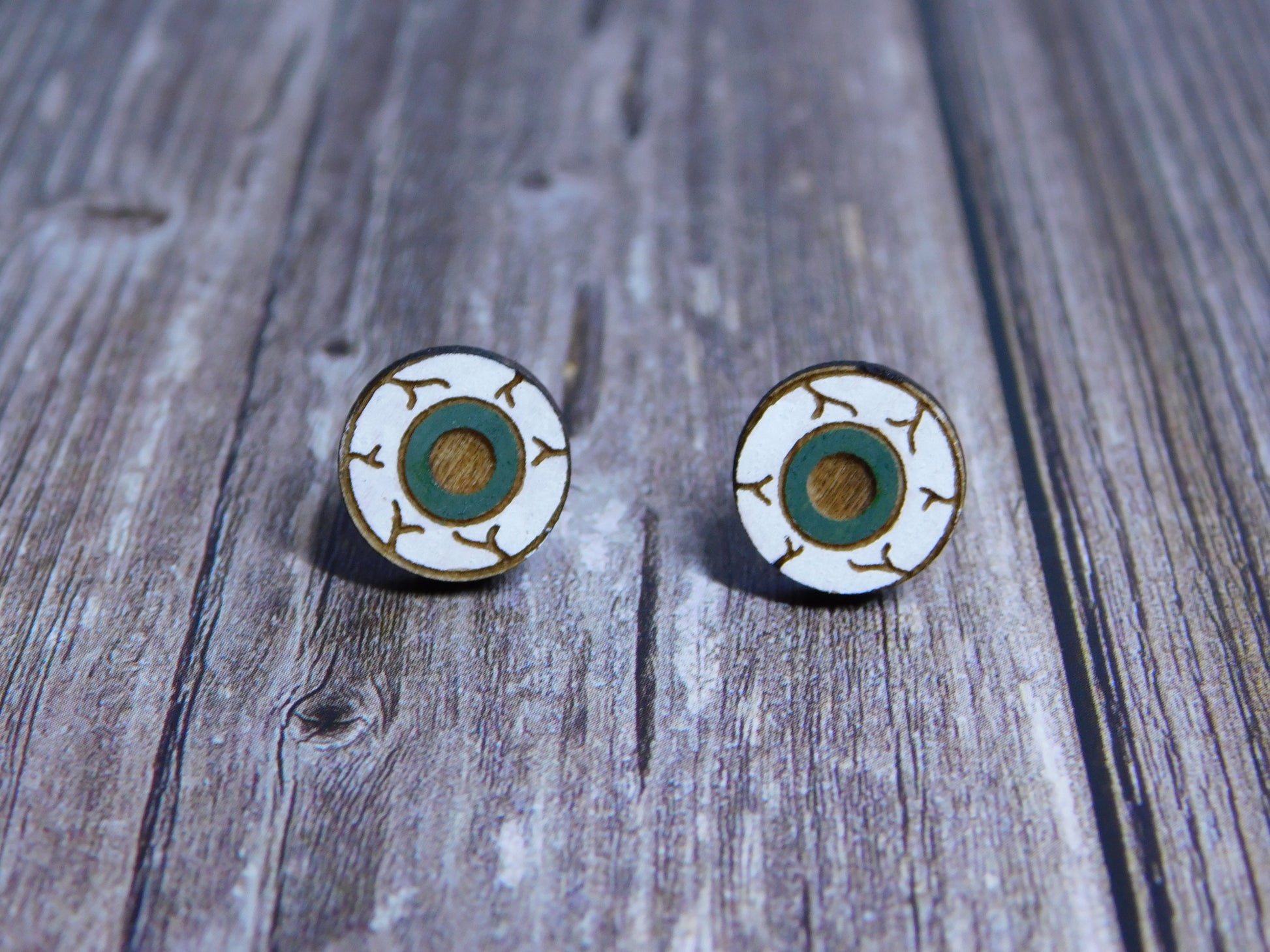Creepy Eyeball Stud Earrings-Rogue Magnolia Custom Designs