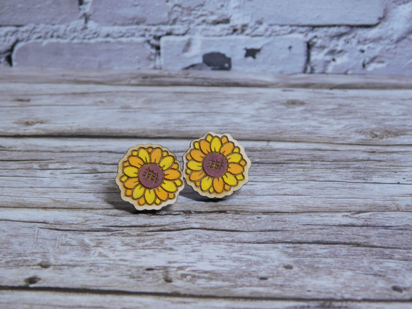 Sunflower Stud Earrings-Rogue Magnolia Custom Designs