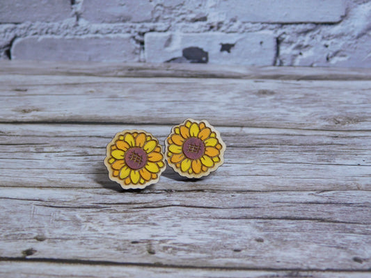Sunflower Stud Earrings-Rogue Magnolia Custom Designs