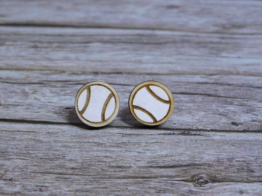 Baseball Stud Earrings-Rogue Magnolia Custom Designs