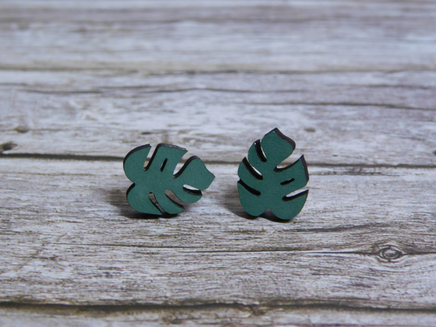 Monstera Leaf Stud Earring-Rogue Magnolia Custom Designs