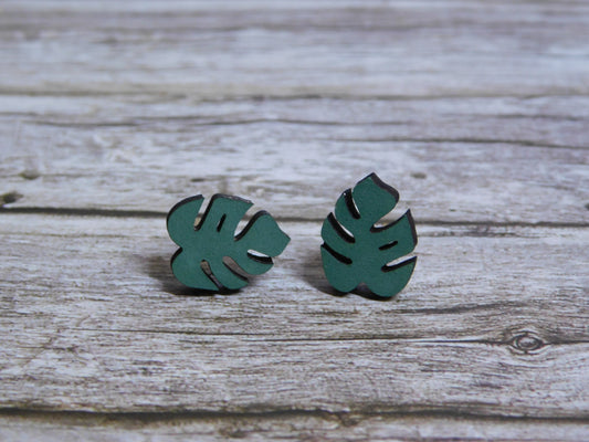 Monstera Leaf Stud Earring-Rogue Magnolia Custom Designs