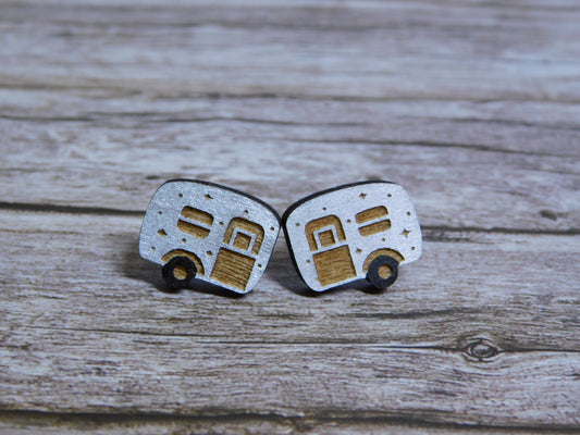 Camper Stud Earrings-Rogue Magnolia Custom Designs