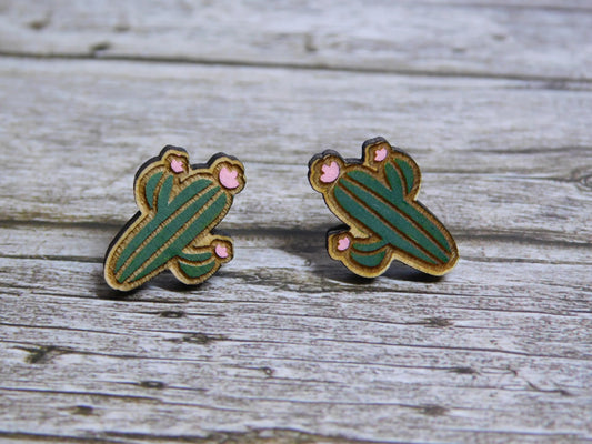 Flowering Cactus Stud Earrings-Rogue Magnolia Custom Designs