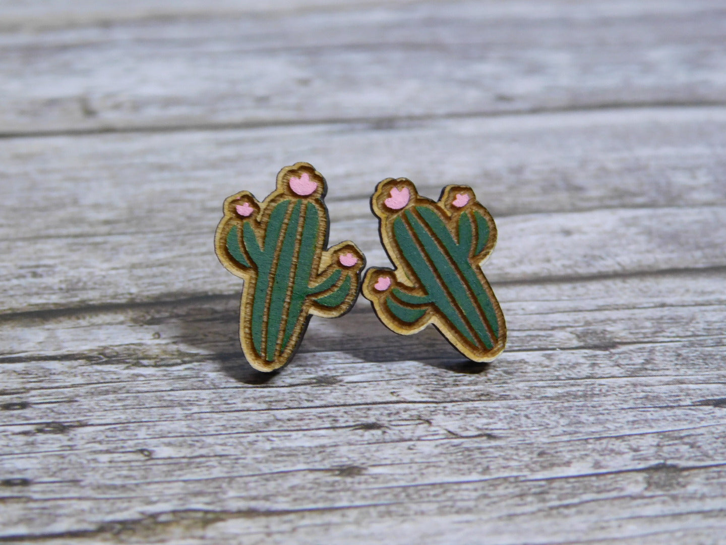 Flowering Cactus Stud Earrings-Rogue Magnolia Custom Designs