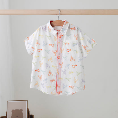 Colorful Claws Short Sleeve Collared Crawfish Shirt-Rogue Magnolia Custom Designs