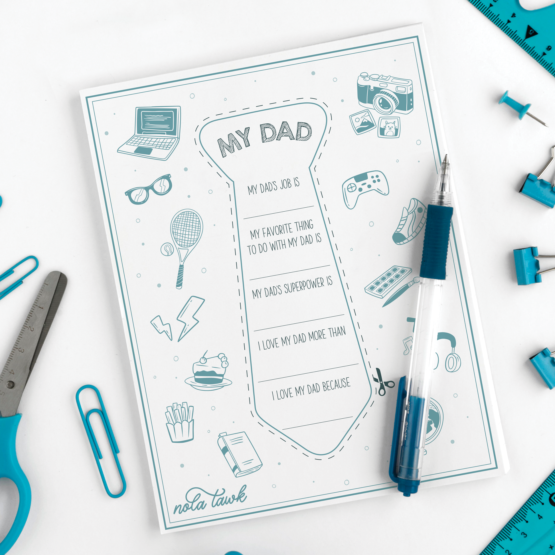 Free! Printable Father’s Day Activity – “My Dad” Tie Template-Rogue Magnolia Custom Designs