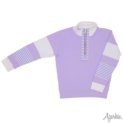 Color Block Lavender Zip Pullover – Girls Long Sleeve Sweatshirt