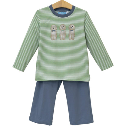 Puppy Dog Applique Boys Long Sleeve Top & Pants Set