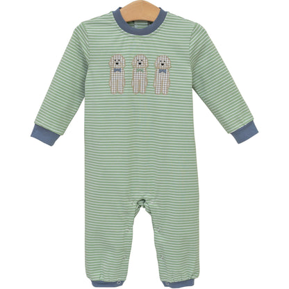 Puppy Dog Applique Baby Boy Long Sleeve Romper