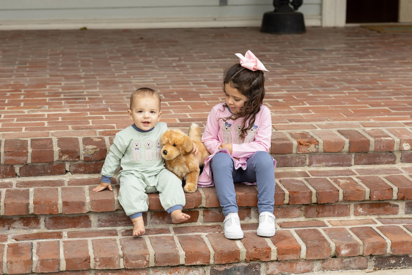 Puppy Dog Applique Baby Boy Long Sleeve Romper