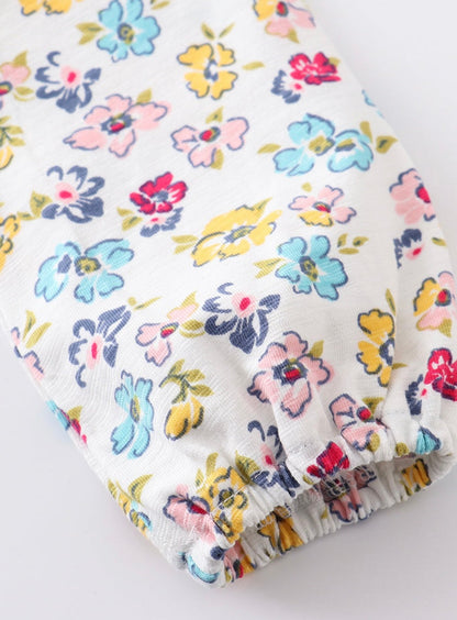 Platinum Floral Print Ruffle Dress – Girls Boutique Outfit