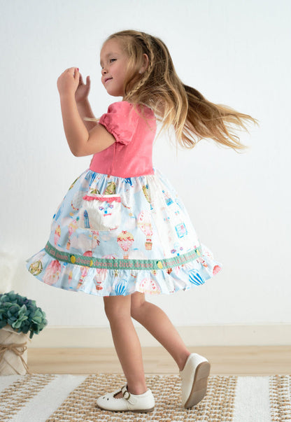 Platinum Hot Air Balloon Dress – Girls Boutique Puff Sleeve Dress