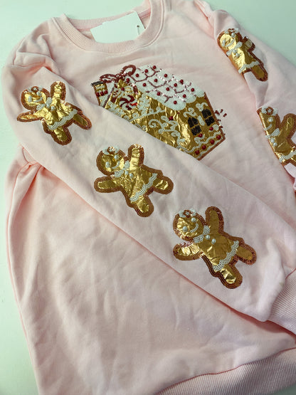 Gingerbread House Sequin Sweatshirt – Girls Holiday Pullover