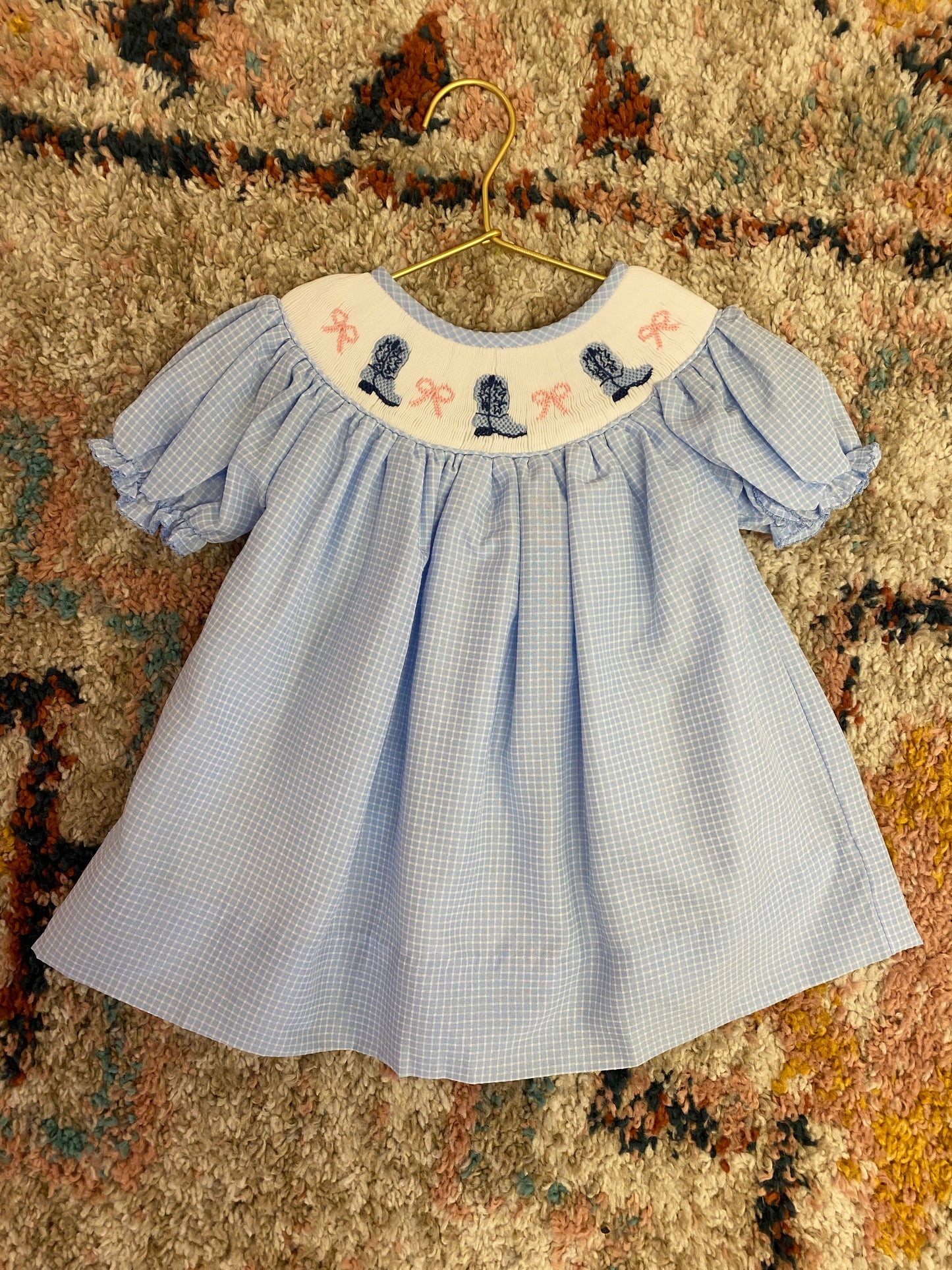 Boogie Dress– Smocked Cowgirl Boot Dress