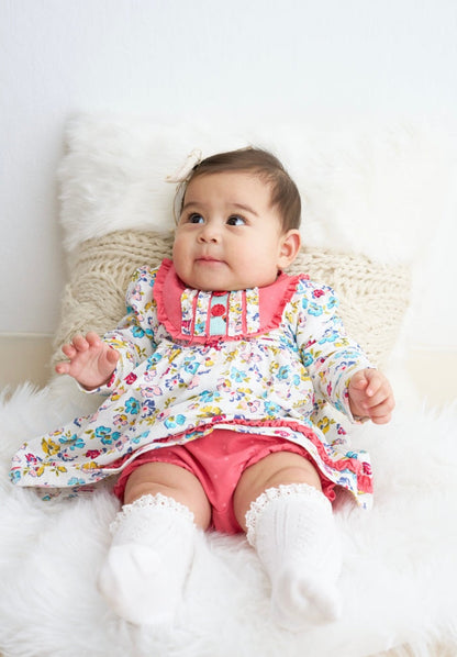Platinum Floral Dress/Bloomer Set – Baby Girl Outfit