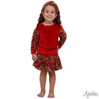 Sequin Velvet Christmas Skort for Girls