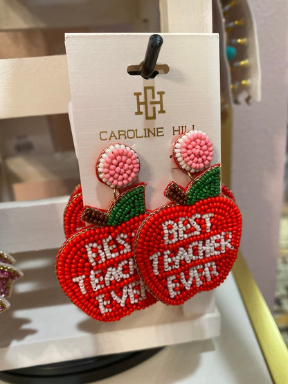 Best Teacher Ever Apple Earring