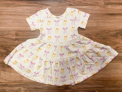 Put a Bow On It! Twirl Dress & Biker Shorts Set – Purple & Gold