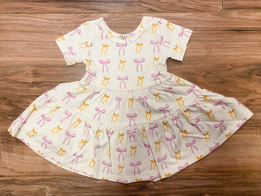 Put a Bow On It! Twirl Dress & Biker Shorts Set – Purple & Gold