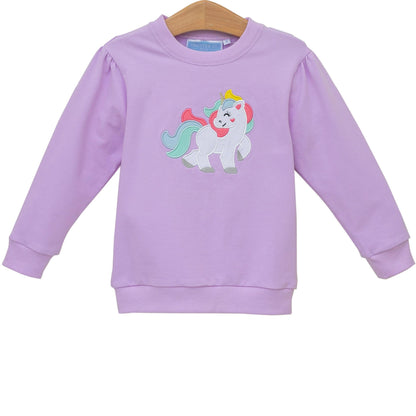 Lavender Unicorn Girls French Terry Pullover