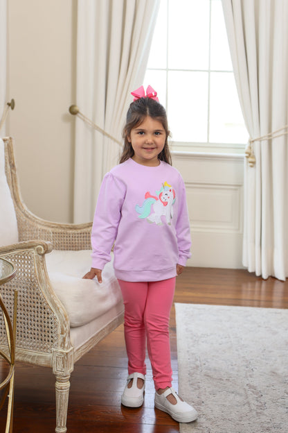 Lavender Unicorn Girls French Terry Pullover