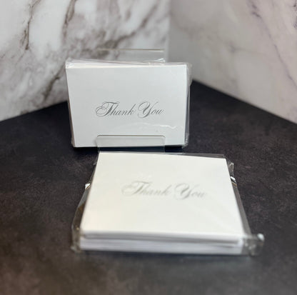 Folded, Silver Cursive Thank You Set