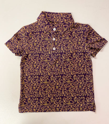 Purple & Gold Tiger Print Boys Dri-Fit Polo Shirt – LSU Game Day Outfit