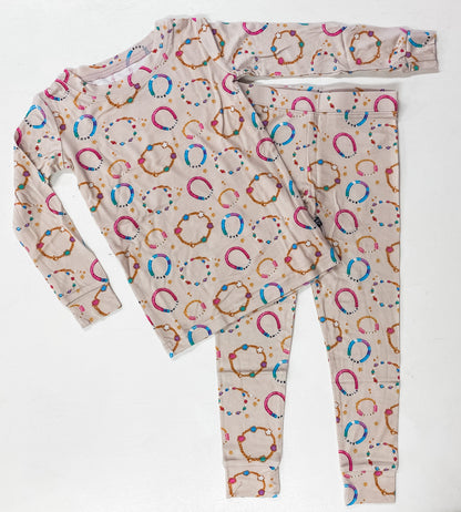 Beaded Bracelet Print Bamboo 2-Piece Pajama Set