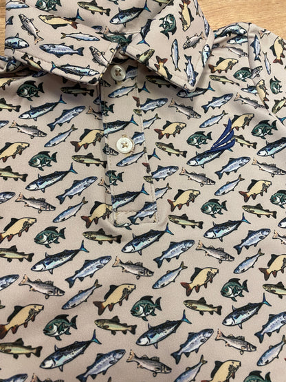 Performance Fish Print Polo – Boys Short Sleeve Shirt