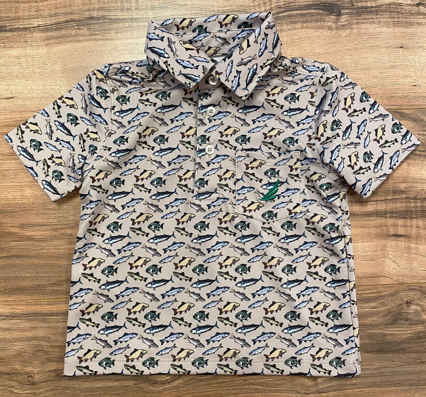 Performance Fish Print Polo – Boys Short Sleeve Shirt