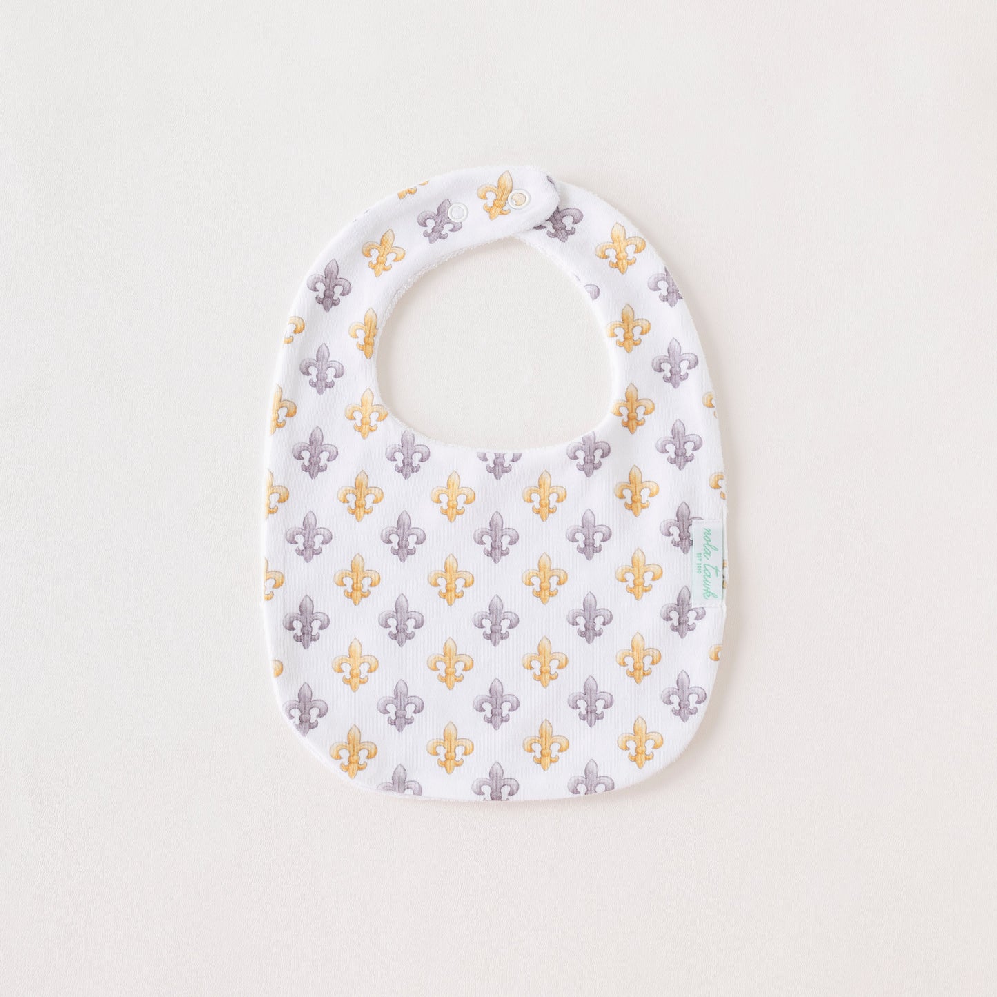Black and Gold Fleur de Lis Organic Cotton Baby Bib-Rogue Magnolia Custom Designs