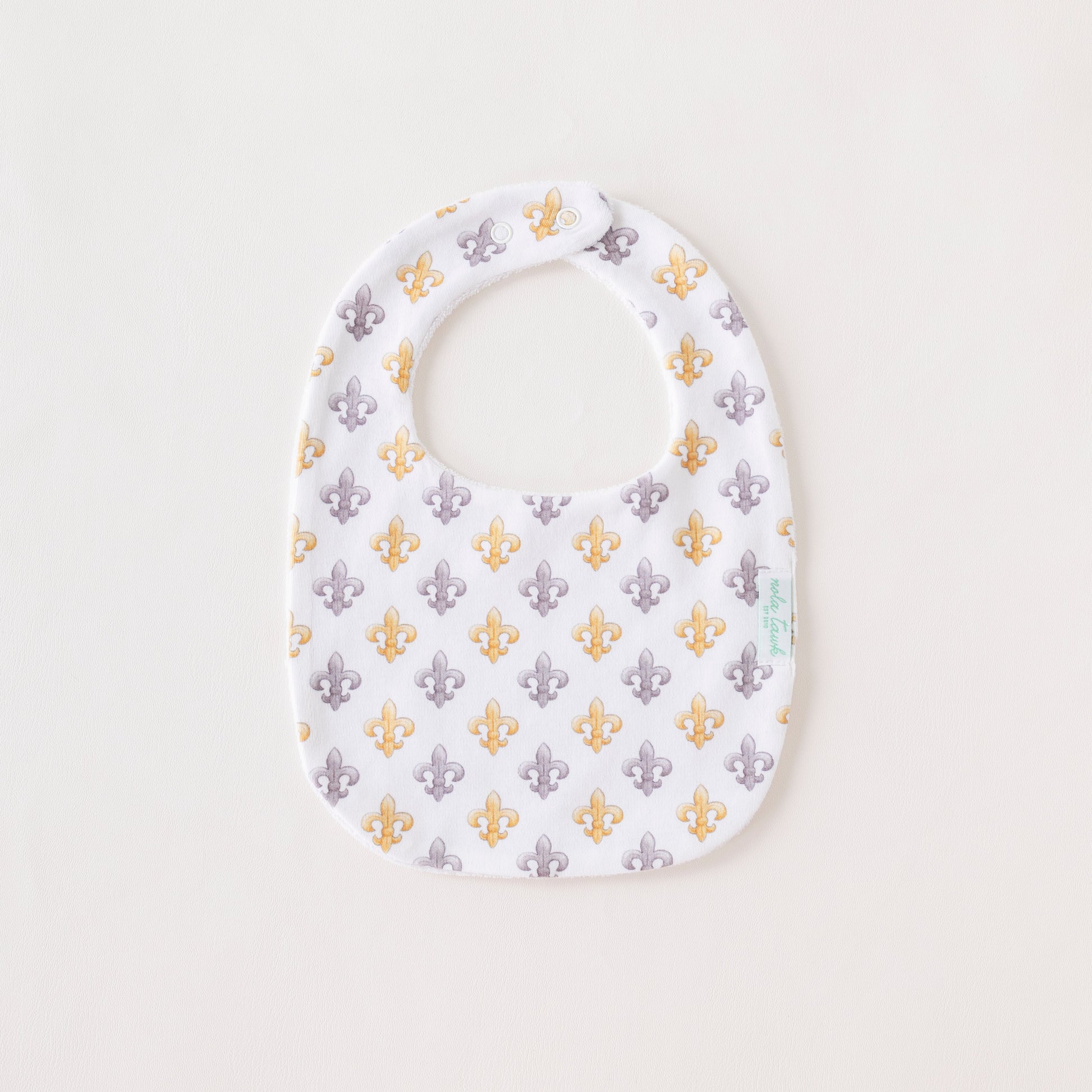 Black and Gold Fleur de Lis Organic Cotton Baby Bib-Rogue Magnolia Custom Designs