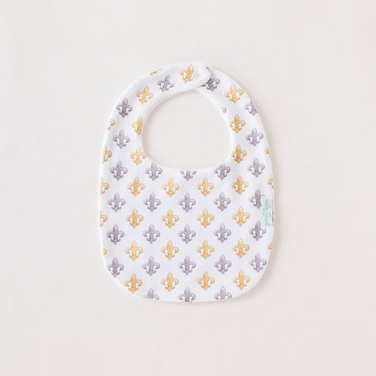 Black and Gold Fleur de Lis Organic Cotton Baby Bib-Rogue Magnolia Custom Designs