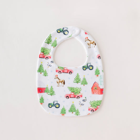 Christmas Tree Farm Organic Cotton Christmas Baby Bib-Rogue Magnolia Custom Designs