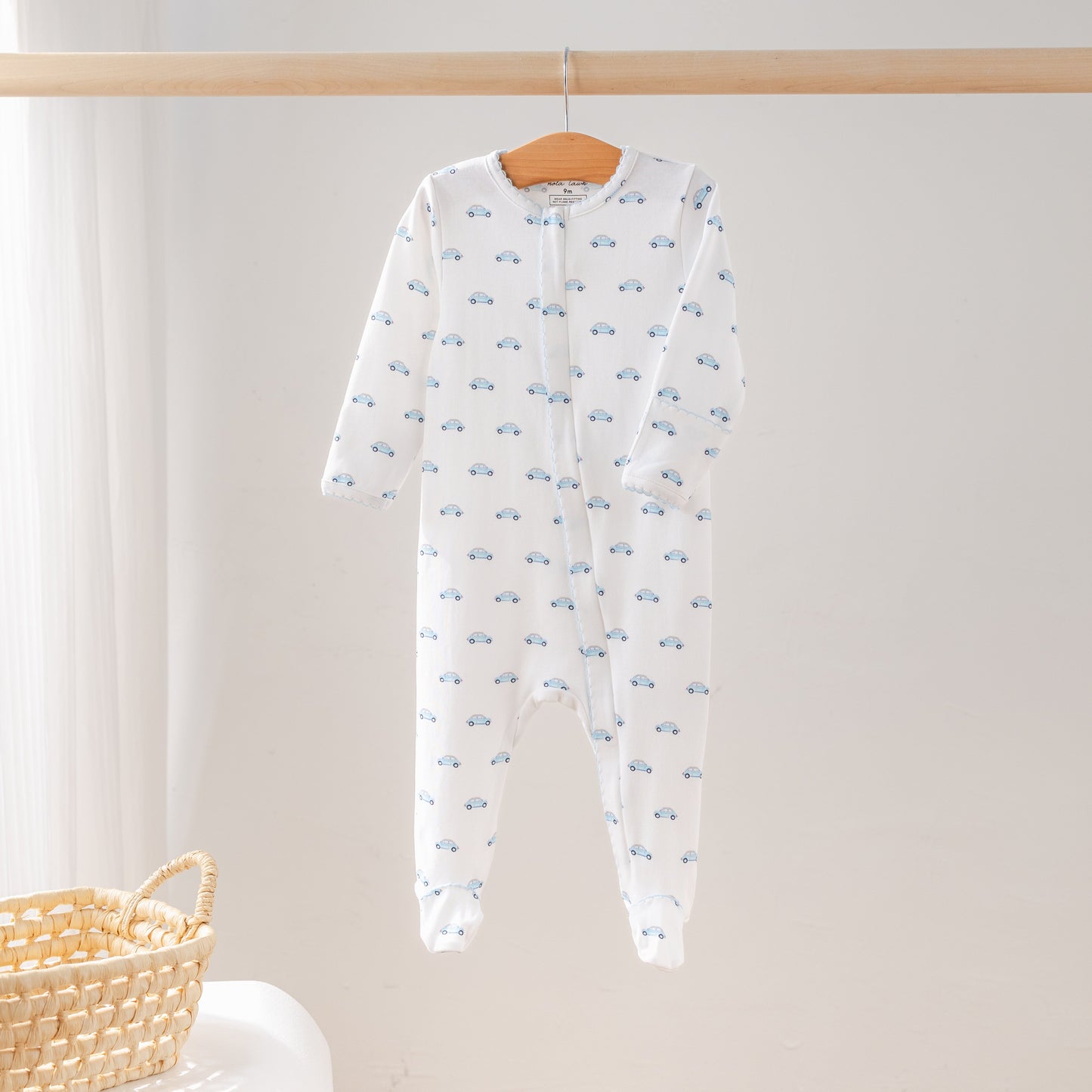 Baby Basics: Little Blue Wheels Organic Cotton Baby Pajamas-Rogue Magnolia Custom Designs