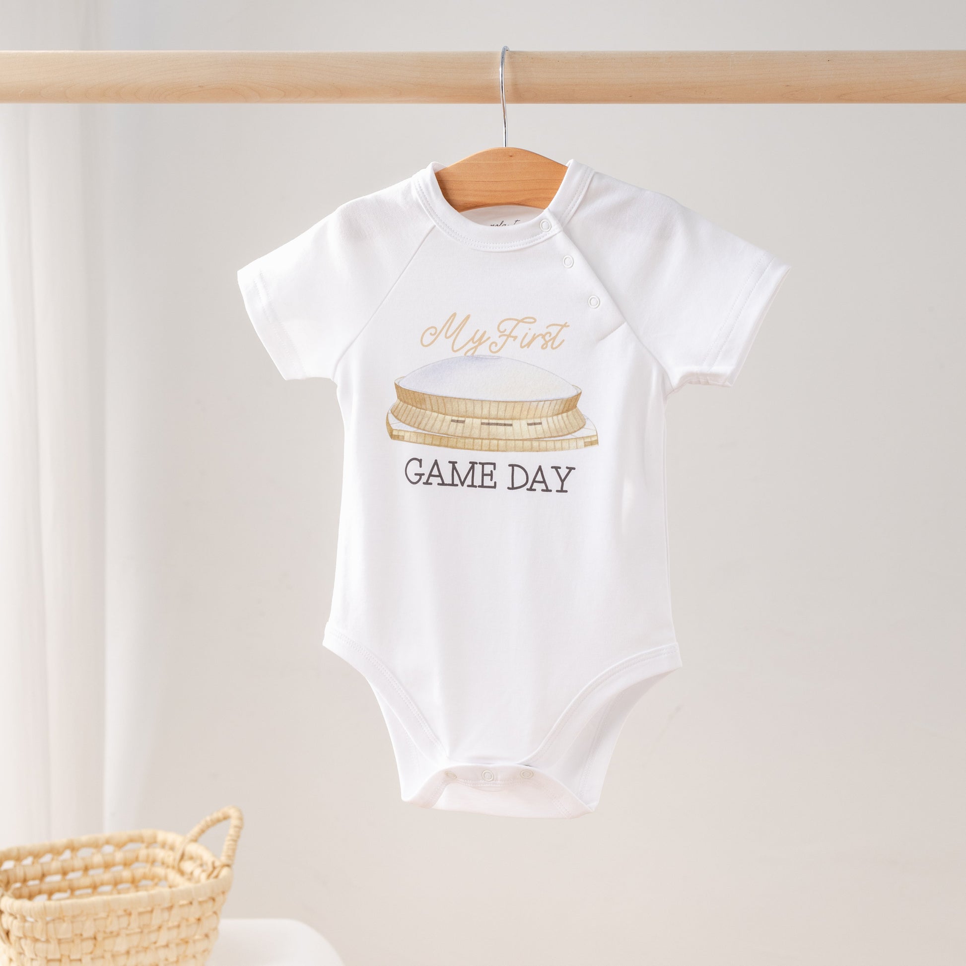 My First Game Day - Saints Organic Cotton Onesie-Rogue Magnolia Custom Designs
