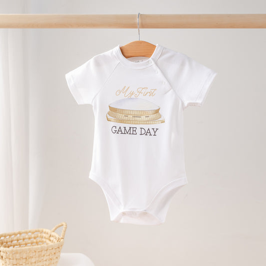 My First Game Day - Saints Organic Cotton Onesie-Rogue Magnolia Custom Designs