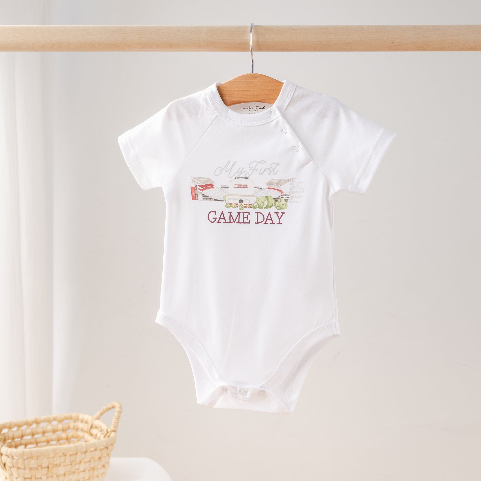 My First Game Day - Mississippi Organic Cotton Onesie-Rogue Magnolia Custom Designs